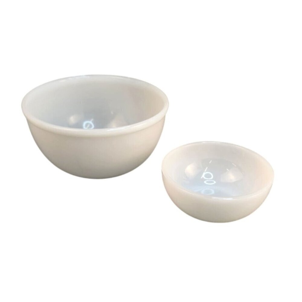 Vintage Fire-King Milk Glass Nesting Mixing Bowls Set Of 2 White